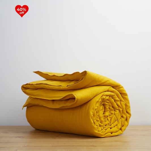 Turmeric, Linen Duvet Cover, 100% French Flax Linen