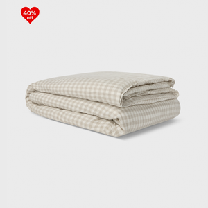 Natural Gingham, Duvet Cover, 100% French Flax Linen