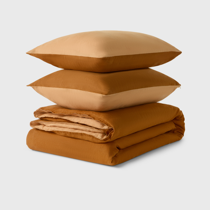 Sienna Dusk, Double Sided Duvet Cover Set, 100% French Flax Linen