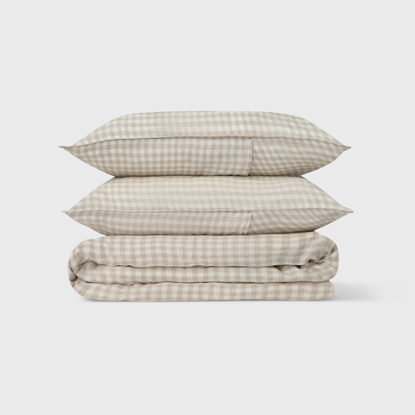 Natural Gingham, Bedding Bundle, 100% French Flax Linen