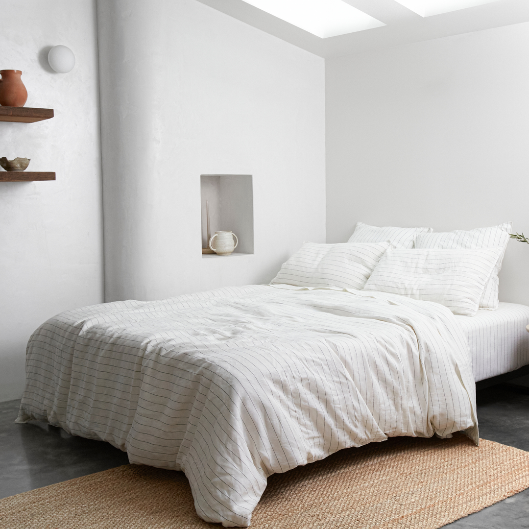Stripe, Linen Flat Sheet, 100% French Flax Linen