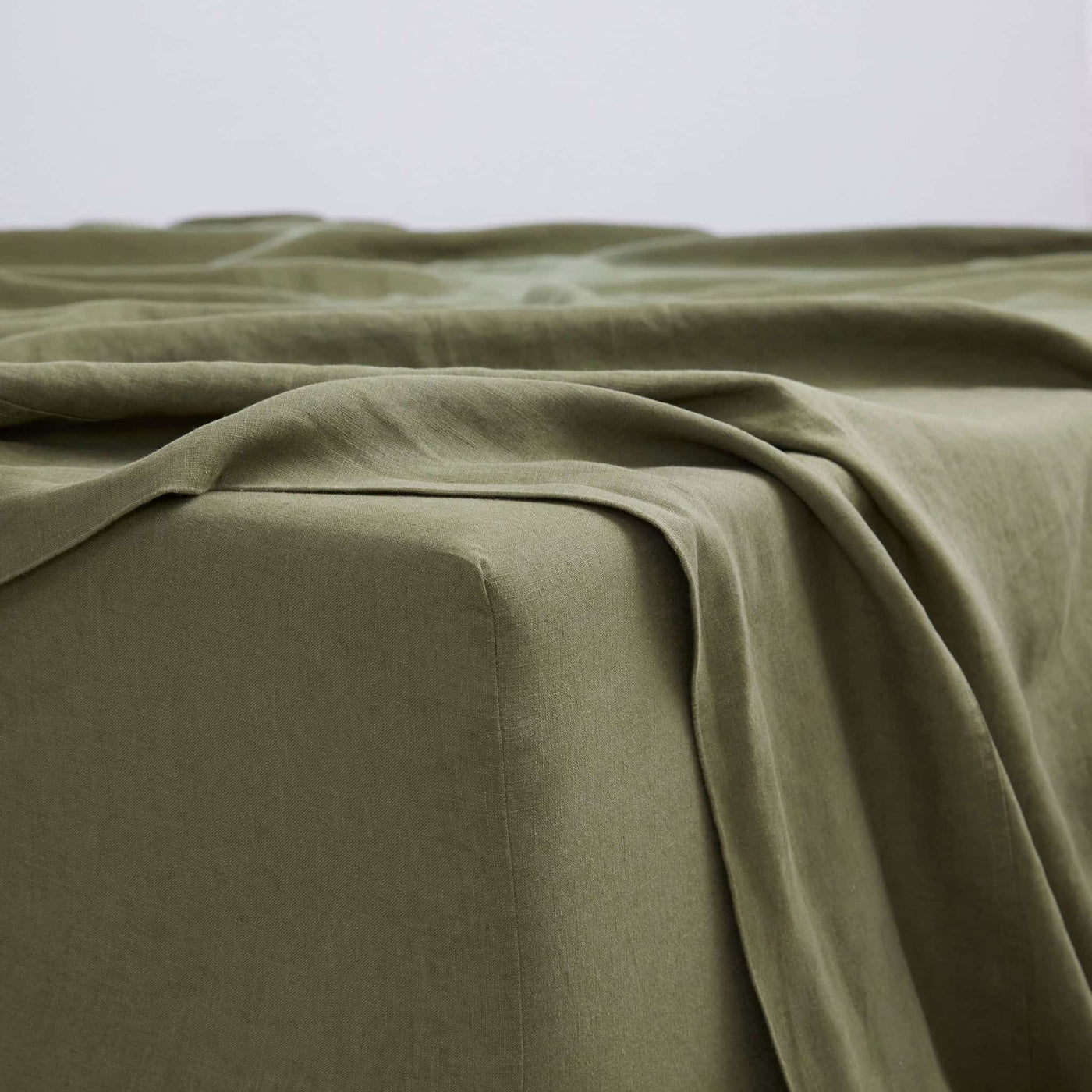 Olive, Linen Fitted Sheet, 100% French Flax Linen