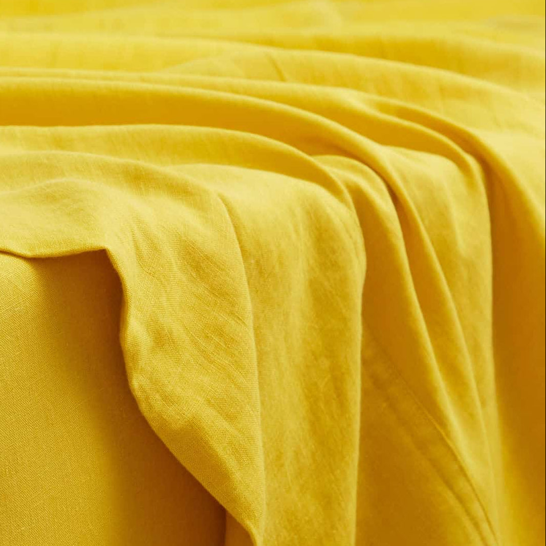 Turmeric, Linen Flat Sheet, 100% French Flax Linen