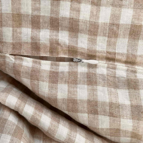 100% French Flax Linen Pillowcase Pair- Ginger Gingham
