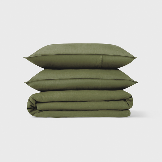 Olive, Duvet Cover Set, 100% French Flax Linen