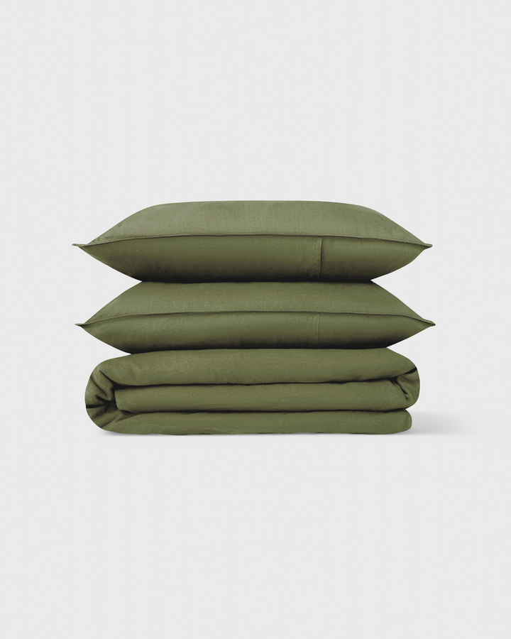 Olive, Duvet Cover Set, 100% French Flax Linen