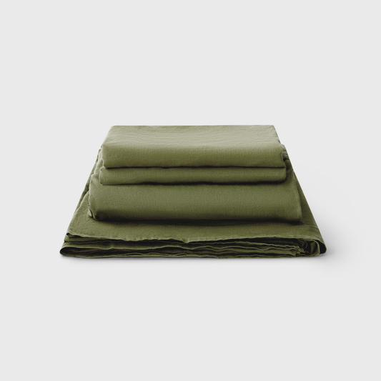 Olive, Linen Sheet Set, 100% French Flax Linen