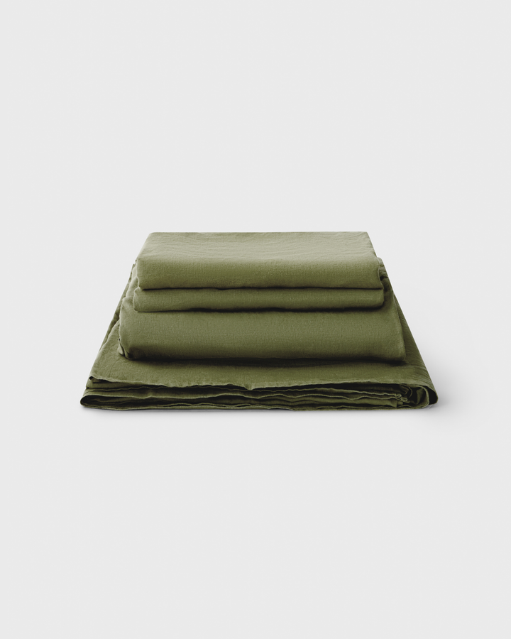 Olive, Linen Sheet Set, 100% French Flax Linen