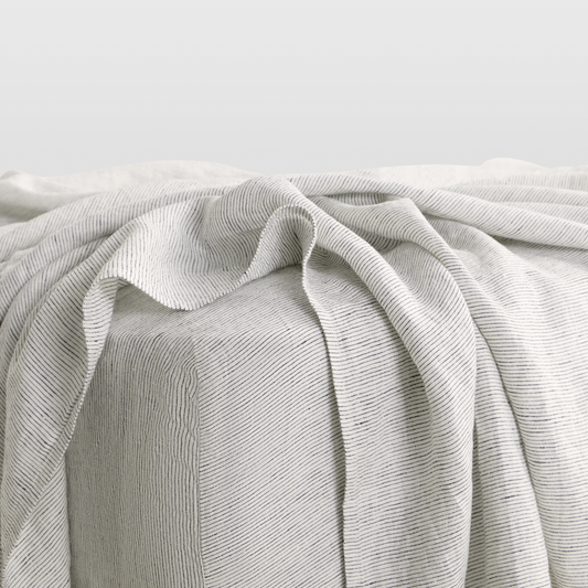 Pencil Stripe, Linen Fitted Sheet, 100% French Flax Linen