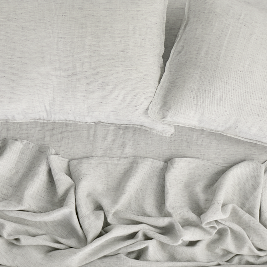 Pencil Stripe, Linen Flat Sheet, 100% French Flax Linen