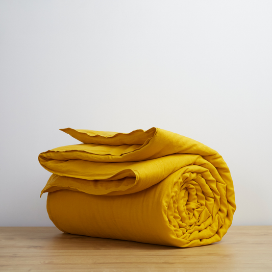 Turmeric, Linen Duvet Cover, 100% French Flax Linen