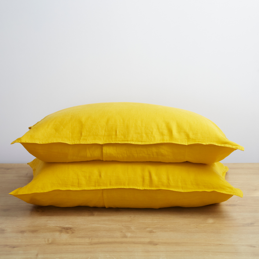 Turmeric, Linen Pillow Cover Set, 100% French Flax Linen