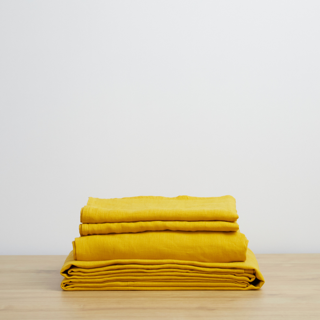 Turmeric, Linen Sheet Set, 100% French Flax Linen