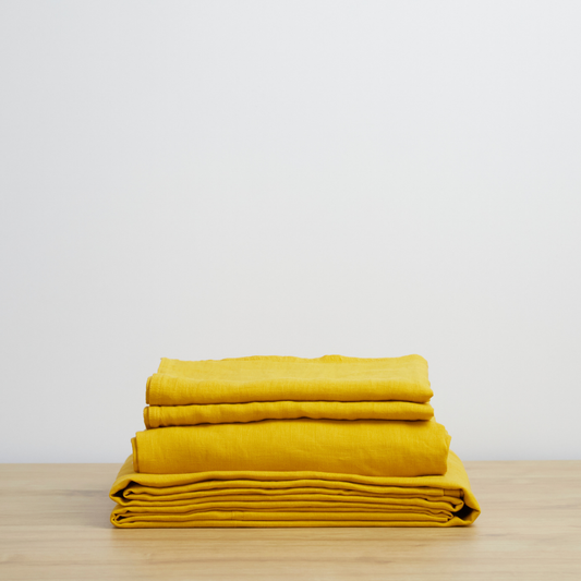 Turmeric, Linen Sheet Set, 100% French Flax Linen